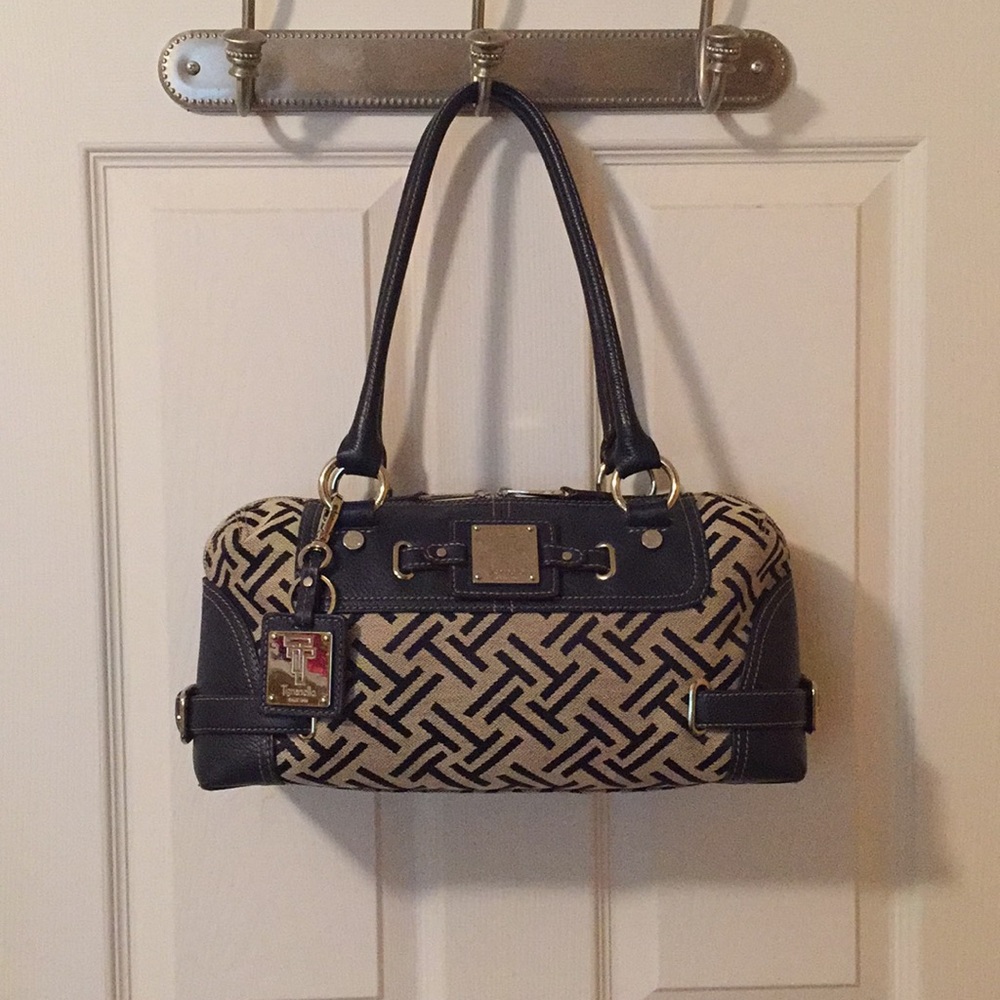 Tignanello satchel monogram signature Leather trim